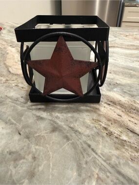 Rustic Star Votive Holder Candle Accent - Black & Red